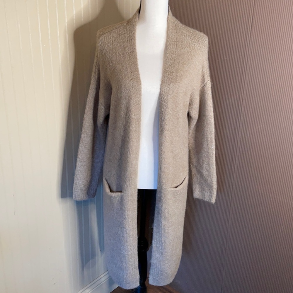 Look by m tan long‎ knit cardigan one size